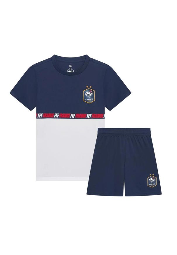 Francja FFF Strój. Kolor: niebieski, wielokolorowy, biały. Materiał: poliester. Sport: piłka nożna