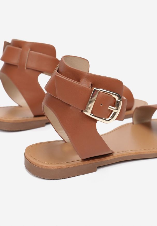 Renee - Brązowe Sandały Aethymes. Okazja: na co dzień. Nosek buta: okrągły. Zapięcie: sprzączka. Kolor: brązowy. Styl: casual