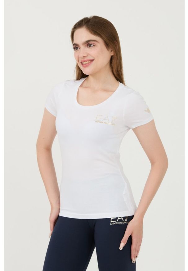 EA7 Emporio Armani - EA7 Biały damski t-shirt, Rozmiar S. Kolor: biały