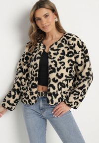 Born2be - Beżowa Panterkowa Futrzana Kurtka z Kieszeniami Sewilaine. Okazja: na co dzień. Kolor: beżowy. Materiał: futro. Styl: casual, elegancki #5