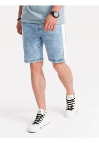 Ombre Clothing - Krótkie spodenki męskie jeansowe - jasny jeans V1. Materiał: jeans. Długość: krótkie #1