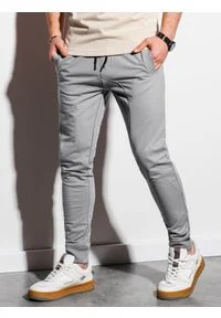 Ombre Clothing - Spodnie męskie dresowe joggery P952 - szare - XXL. Kolor: szary. Materiał: dresówka #7
