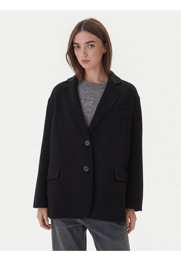 ViCOLO Płaszcz wełniany TF0005 Czarny Regular Fit. Kolor: czarny. Materiał: syntetyk