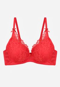 Renee - Czerwony Biustonosz Zdobiony Koronką i Kokardami Morgavia. Kolor: czerwony. Materiał: koronka. Wzór: koronka, aplikacja #2