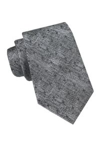Krawat Męski - Alties - Stalowy Melanż. Kolor: szary. Materiał: tkanina. Wzór: melanż. Styl: elegancki, wizytowy #1