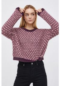 only - Only Sweter damski kolor fioletowy. Kolor: fioletowy. Materiał: poliester, dzianina