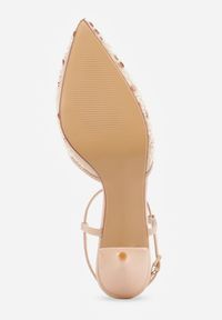 Renee - Beżowe Eleganckie Szpilki na Szpilce z Siateczkowym Noskiem z Koralikami Riosira. Zapięcie: pasek. Kolor: beżowy. Obcas: na szpilce. Styl: elegancki #2