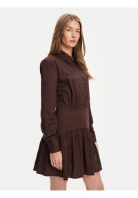 STAUD Sukienka koszulowa Rocco R25S2112PO Brązowy Regular Fit. Kolor: brązowy. Materiał: bawełna. Typ sukienki: koszulowe