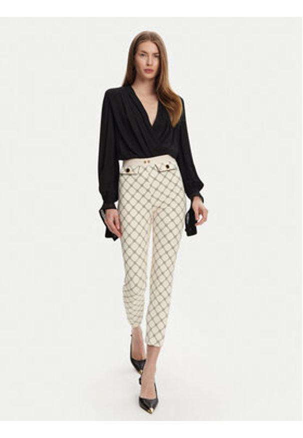 Elisabetta Franchi Spodnie materiałowe PA-S71-51E2 Écru Regular Fit. Materiał: syntetyk