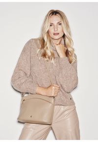 Ochnik - Beżowa skórzana torebka damska. Kolor: beżowy. Materiał: skórzane #2