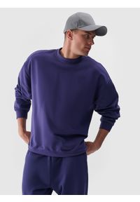 4f - 4F Bluza dresowa nierozpinana bez kaptura uniseks - granatowa L. Okazja: na co dzień. Typ kołnierza: bez kaptura. Kolor: niebieski. Materiał: dresówka. Wzór: gładki, ze splotem. Styl: sportowy, casual