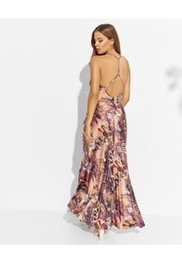 LUXE FASHION - Maxi sukienka w print z jedwabiu. Kolor: różowy, wielokolorowy, fioletowy. Materiał: jedwab. Długość rękawa: na ramiączkach. Wzór: nadruk. Długość: maxi #2