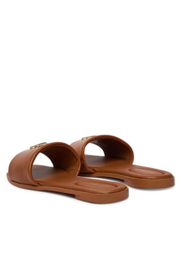TOMMY HILFIGER - Tommy Hilfiger Klapki Th Logo Hardware Leather Mule FW0FW09292 Brązowy. Kolor: brązowy. Materiał: skóra