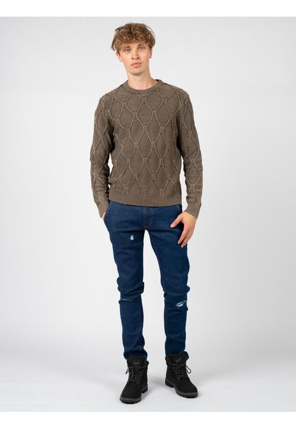 Guess Sweter | M1RR03Z1CX2 | Mężczyzna | Brązowy. Okazja: na co dzień. Kolor: brązowy. Materiał: bawełna. Wzór: aplikacja. Styl: casual