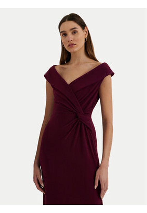 Lauren Ralph Lauren - LAUREN RALPH LAUREN Sukienka wieczorowa 253863940018 Bordowy Slim Fit. Kolor: czerwony. Materiał: syntetyk. Styl: wizytowy