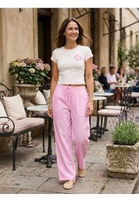 Sinsay - Bawełniany crop top z krótkim rękawem - kremowy. Kolor: kremowy. Materiał: bawełna. Długość rękawa: krótki rękaw. Długość: krótkie #1