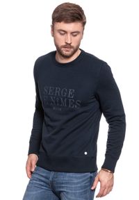 Mustang - MUSTANG BLUZA Rubberprint Sweat DARK SAPPHIRE 1006373 4136. Kolor: niebieski. Wzór: nadruk #3