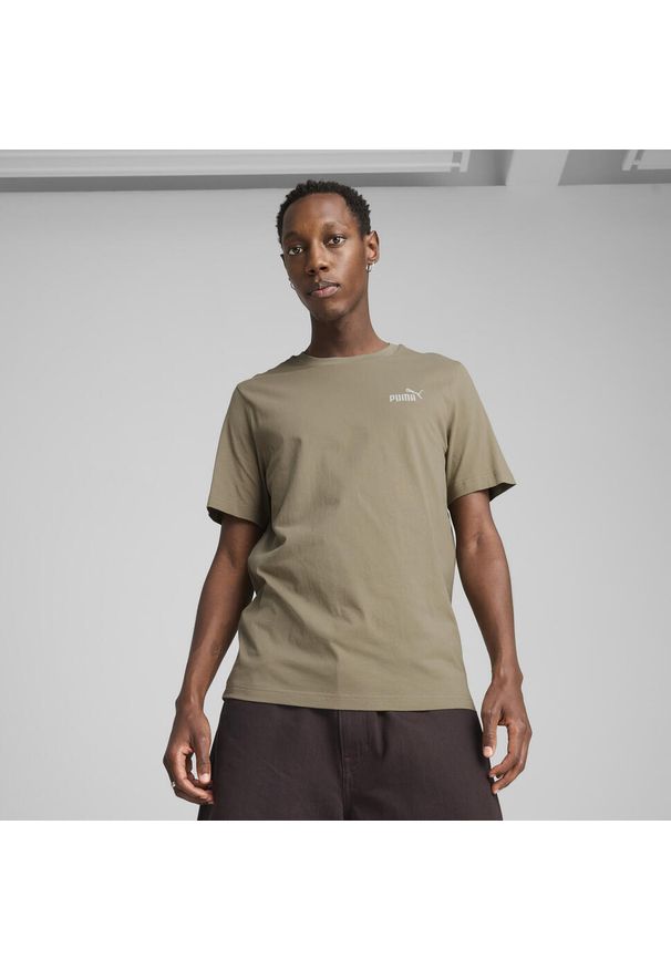 Puma - Męska koszulka Essentials z małym logo No. 1 PUMA Velvet Moss Brown. Kolor: brązowy. Wzór: haft. Sport: fitness