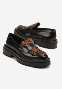 Born2be - Panterkowe Lakierowane Mokasyny na Grubej Podeszwie Kallera. Okazja: na co dzień. Materiał: lakier. Styl: klasyczny, casual #4