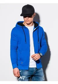 Ombre Clothing - Bluza męska rozpinana z kapturem B1223 - niebieska - M. Typ kołnierza: kaptur. Kolor: niebieski. Materiał: bawełna, poliester #1
