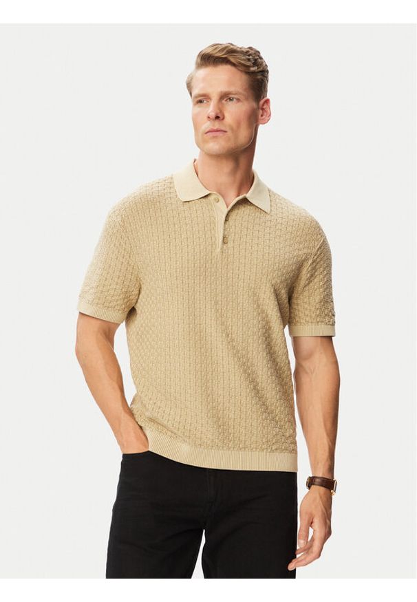 TOMMY HILFIGER - Tommy Hilfiger Polo MW0MW43246 Beżowy Regular Fit. Typ kołnierza: polo. Kolor: beżowy. Materiał: bawełna