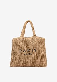 Renee - Ciemnobeżowa Torebka Typu Shopper Ozdobiona Plecionką Zenauri. Kolor: beżowy. Wzór: aplikacja. Styl: elegancki, casual