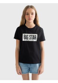 Big-Star - Koszulka dziewczęca z dużym nadrukiem z logo BIG STAR czarna Oneidaska 906. Kolor: czarny. Materiał: jeans, bawełna, dzianina. Wzór: nadruk. Styl: wakacyjny #3
