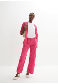 bonprix - Sweter bez zapięcia, z koronką. Kolor: różowy. Materiał: koronka. Wzór: koronka. Styl: elegancki #3