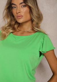 Renee - Zielony Top z Bawełny z Falbankami Zamiast Rękawów Kleuria. Typ kołnierza: kołnierz z falbankami. Kolor: zielony. Materiał: bawełna. Sezon: lato. Styl: elegancki #3
