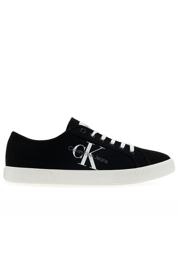 Buty Calvin Klein Jeans Essential Vulcanized 1 YM0YM00306-BDS - czarne. Okazja: na co dzień. Zapięcie: sznurówki. Kolor: czarny. Materiał: jeans. Szerokość cholewki: normalna