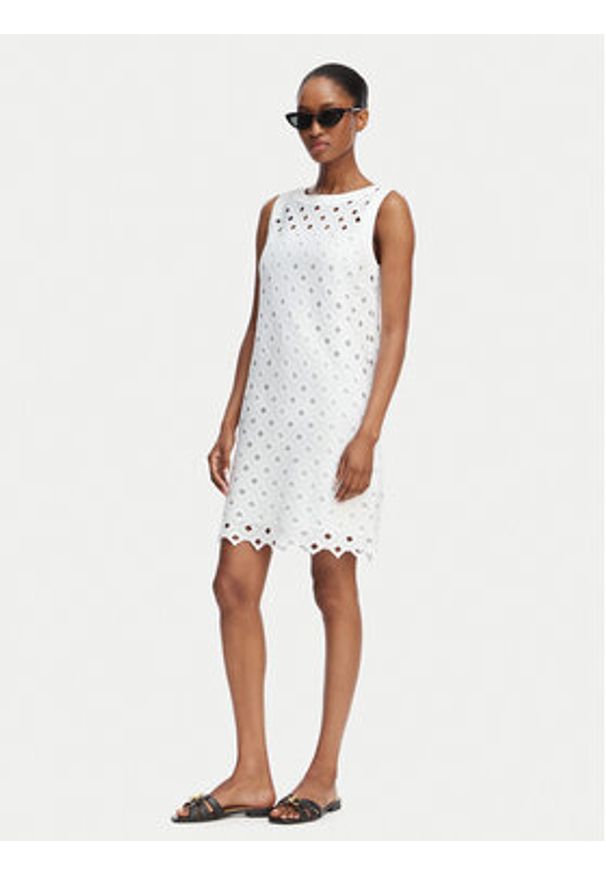 Max Mara Beachwear Sukienka letnia 2616621089650 Biały Regular Fit. Kolor: biały. Materiał: bawełna. Sezon: lato