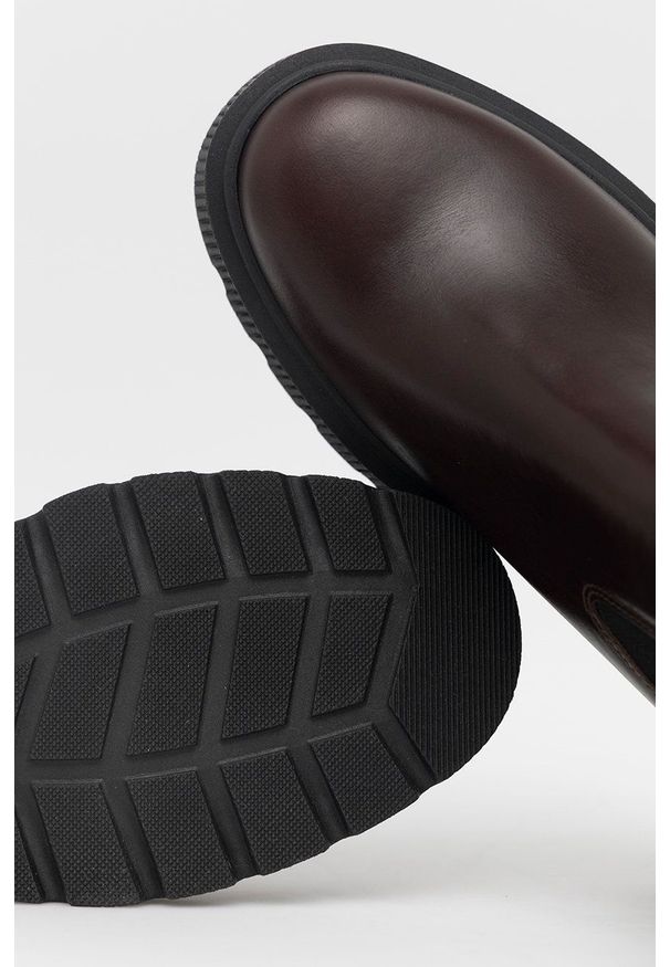 Kurt Geiger London - Sztyblety skórzane Stint. Nosek buta: okrągły. Kolor: brązowy. Materiał: skóra. Obcas: na platformie