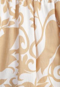 Born2be - Beżowa Rozkloszowana Sukienka z Wiskozy z Bufiastymi Rękawami w Roślinny Wzór Semea. Okazja: do pracy, na co dzień, na spotkanie biznesowe. Kolor: beżowy. Materiał: wiskoza. Sezon: lato. Typ sukienki: proste, rozkloszowane. Styl: biznesowy, casual. Długość: maxi #2