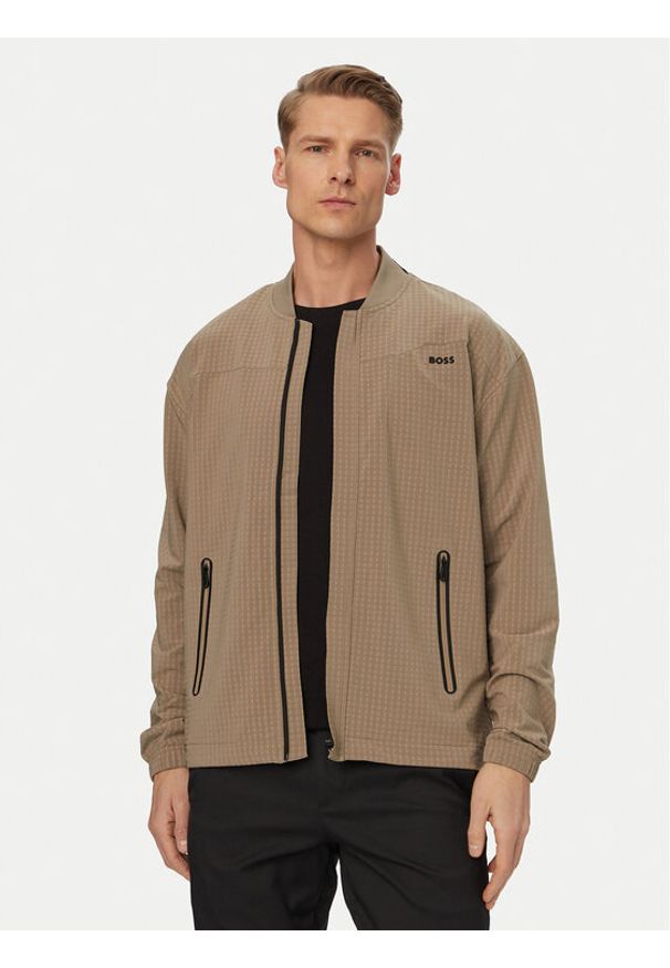 BOSS Bluza Terrace 50558484 Beżowy ciemny Relaxed Fit. Kolor: beżowy. Materiał: syntetyk