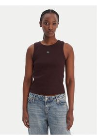 Calvin Klein Jeans Top LV047C201G Brązowy Slim Fit. Kolor: brązowy. Materiał: bawełna #1