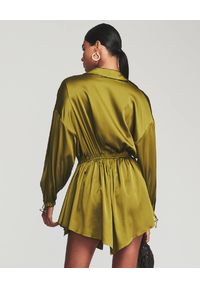 RETROFETE - Zielonka sukienka z jedwabiu. Kolor: zielony. Materiał: jedwab. Typ sukienki: asymetryczne. Styl: klasyczny. Długość: mini #4