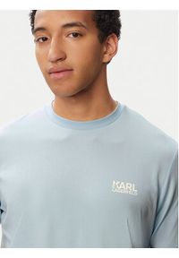 Karl Lagerfeld - KARL LAGERFELD T-Shirt 755781 563235 Niebieski jasny Regular Fit. Typ kołnierza: dekolt w karo. Kolor: niebieski. Materiał: bawełna #3