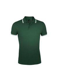 SOL'S - Męska Koszulka Polo Pasadena. Typ kołnierza: polo. Kolor: biały, wielokolorowy, zielony #1