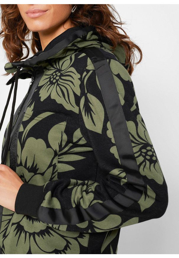 bonprix - Bluza rozpinana z bawełną. Kolor: czarny. Materiał: bawełna. Wzór: nadruk