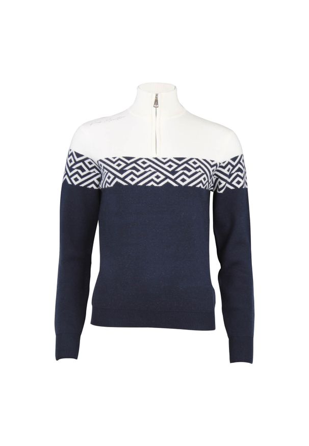 PEAK MOUNTAIN - Bardzowy golf 1/2 zamek damski Peak Mountain Akar. Typ kołnierza: golf. Kolor: niebieski. Sport: golf