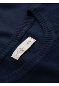 Ombre Clothing - Męska klasyczna dzianinowa koszulka ze ściągaczami– granatowa V1 OM-TSCT-0252 - XXL. Kolor: czarny. Materiał: dzianina. Wzór: gładki, ze splotem. Styl: klasyczny #5