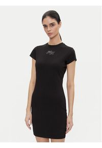 Hugo - HUGO Sukienka codzienna 50537240 Czarny Slim Fit. Okazja: na co dzień. Kolor: czarny. Materiał: bawełna. Typ sukienki: proste. Styl: casual #4