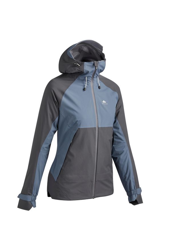 quechua - Kurtka turystyczna damska Quechua MH500 wodoodporna. Kolor: niebieski, wielokolorowy, szary. Materiał: tkanina, materiał, elastan. Sport: wspinaczka
