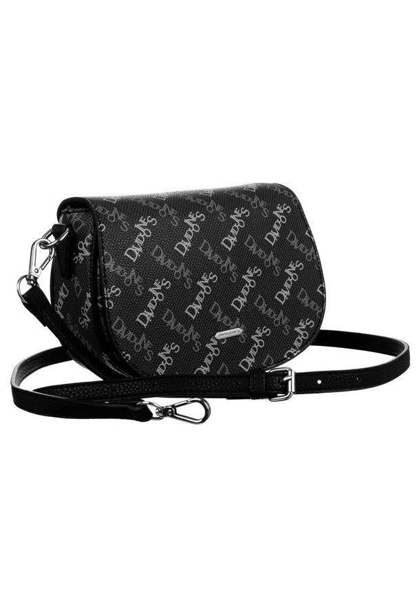 DAVID JONES - Listonoszka czarna print David Jones CH21013 BLACK. Kolor: czarny. Wzór: nadruk. Sezon: lato. Materiał: skórzane. Styl: klasyczny, elegancki