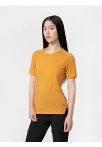 4f - Koszulka trekkingowa z wełną Merino damska. Kolor: pomarańczowy. Materiał: wełna. Sezon: lato #1
