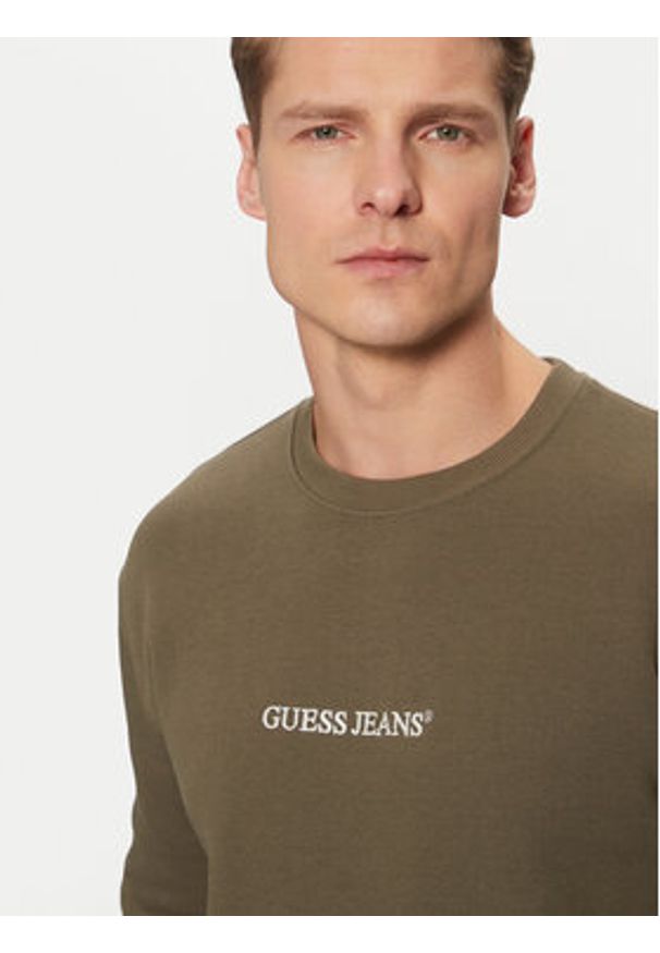 Guess Jeans Bluza M4YQ19 K9V31 Khaki Regular Fit. Kolor: brązowy. Materiał: bawełna