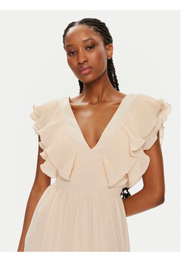 Rinascimento Sukienka koktajlowa CFC0119287003 Beżowy Regular Fit. Kolor: beżowy. Materiał: syntetyk. Styl: wizytowy