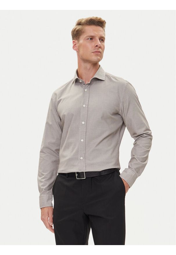 BOSS Koszula C-Hank 50545225 Beżowy Slim Fit. Kolor: beżowy. Materiał: bawełna