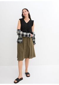 bonprix - Bluzka koszulowa w kratę z czystej bawełny. Kolor: czarny. Materiał: bawełna #3