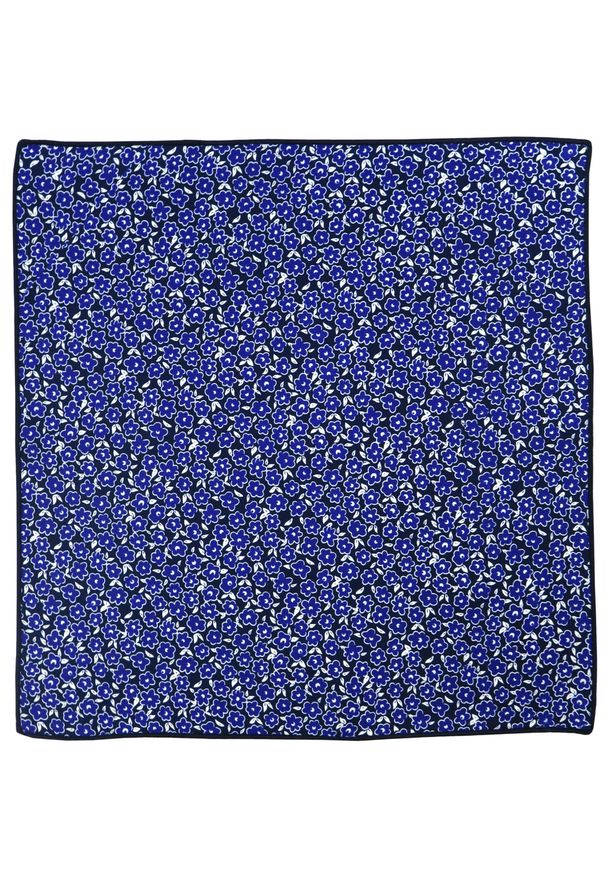 Modini - Granatowa poszetka w niebieskie kwiatki E108. Kolor: niebieski. Wzór: kwiaty